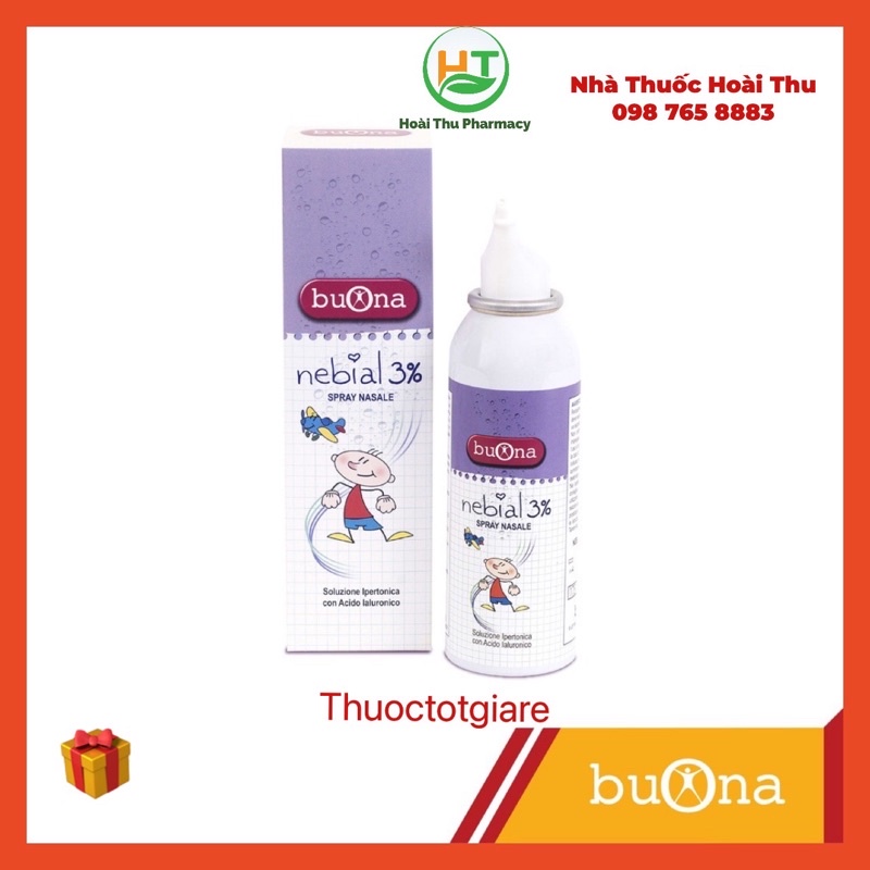 [Kèm Quà Tặng] Xịt Rửa Mũi Buona Nebial 3% - Sổ mũi, nghẹt mũi do các bệnh về hô hấp . Lọ 100ml