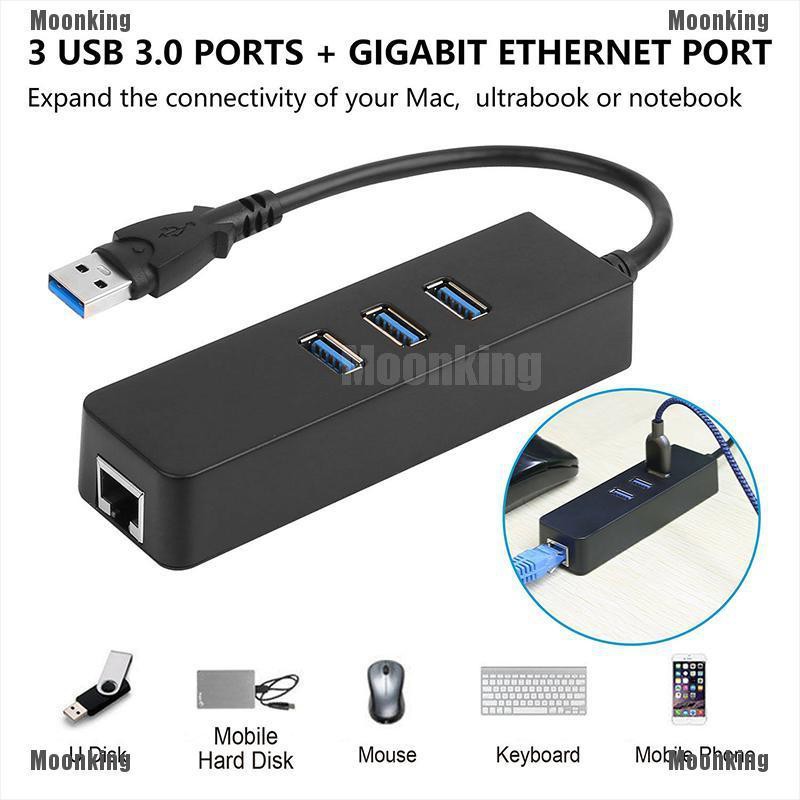 Bộ Chia 3 Cổng Usb 3.0 Rj45 1000mbps