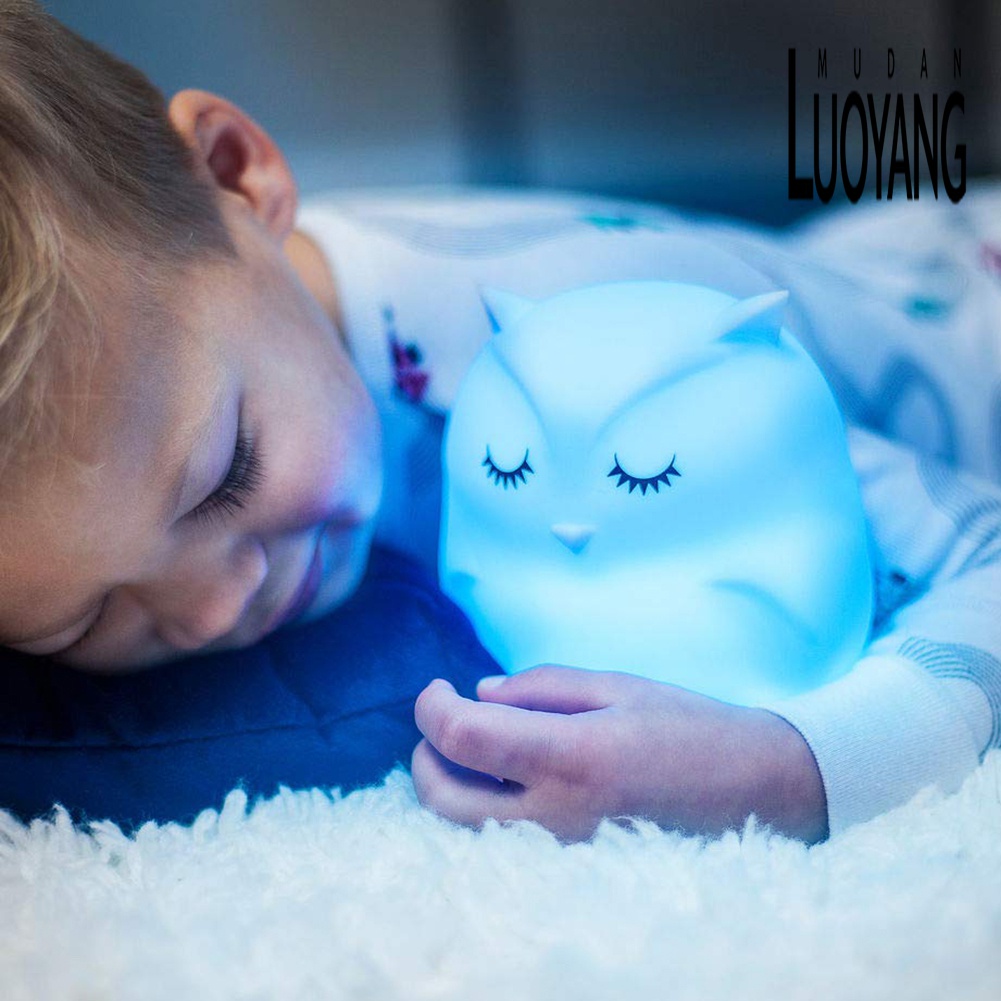 Đèn Ngủ LED Silicone Hình Cú Mèo Thay Đổi Màu Sắc Cho Bé