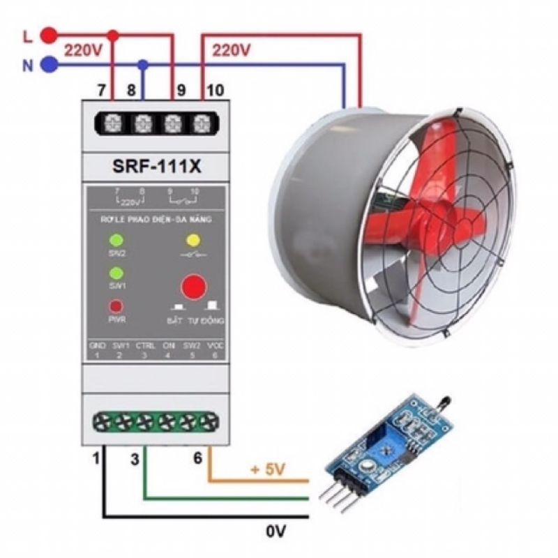 Rơ le an toàn 12V  chống giật công suất lớn tới 1200W cho phao điện SRF-111X