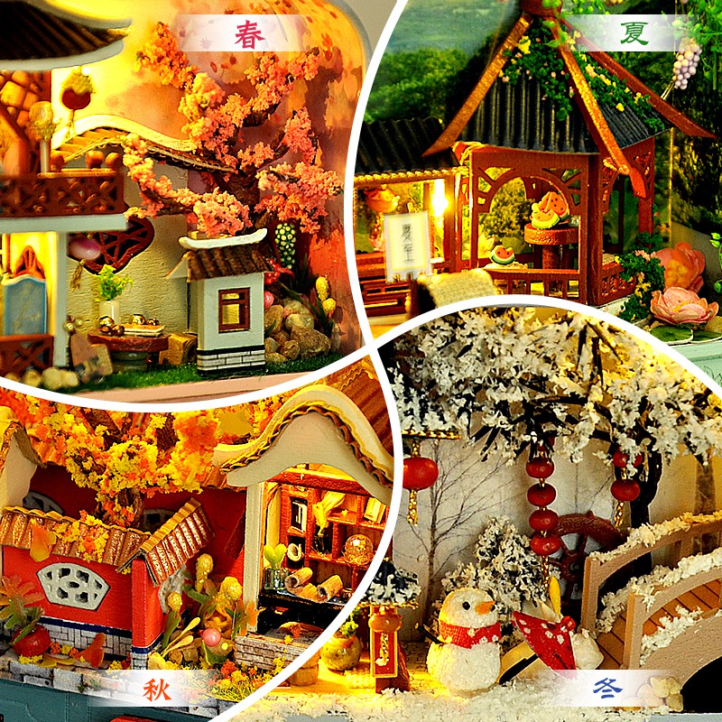 Mô hình nhà DIY Doll House Four-Hour Landscape Box TH5 - TH8 Kèm Bộ dụng cụ và Keo dán