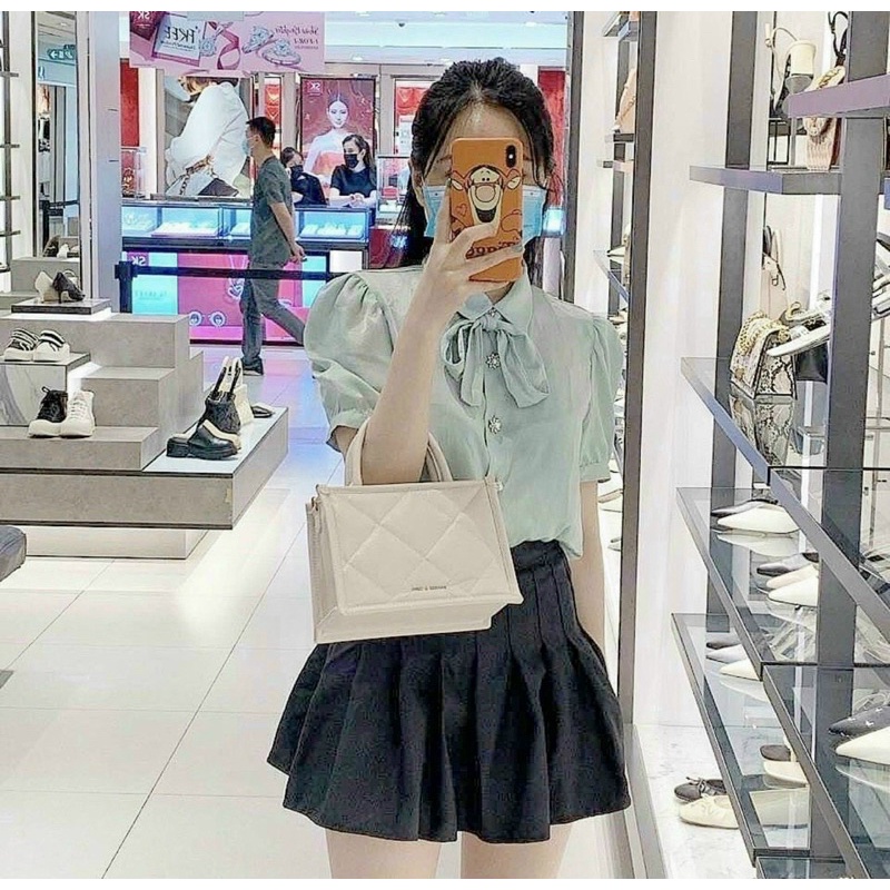 Túi quai cầm màu trắng sz 21cm