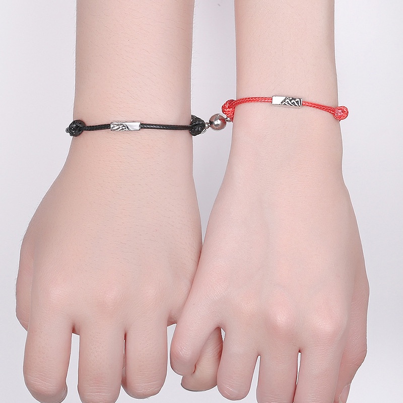 Shanmeng Sea Vows Vòng Tay Cặp Dây Bện Từ Tính Màu Đỏ Và Đen Dành Cho Cặp Đôi