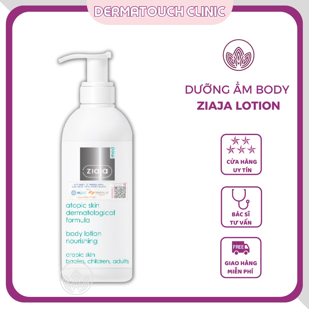 Nhũ Tương Dưỡng ẩm Mượt Da Toàn Thân Ziaja Med Atopic Skin Dermatological Formula Body Lotion Nourishing 400ml