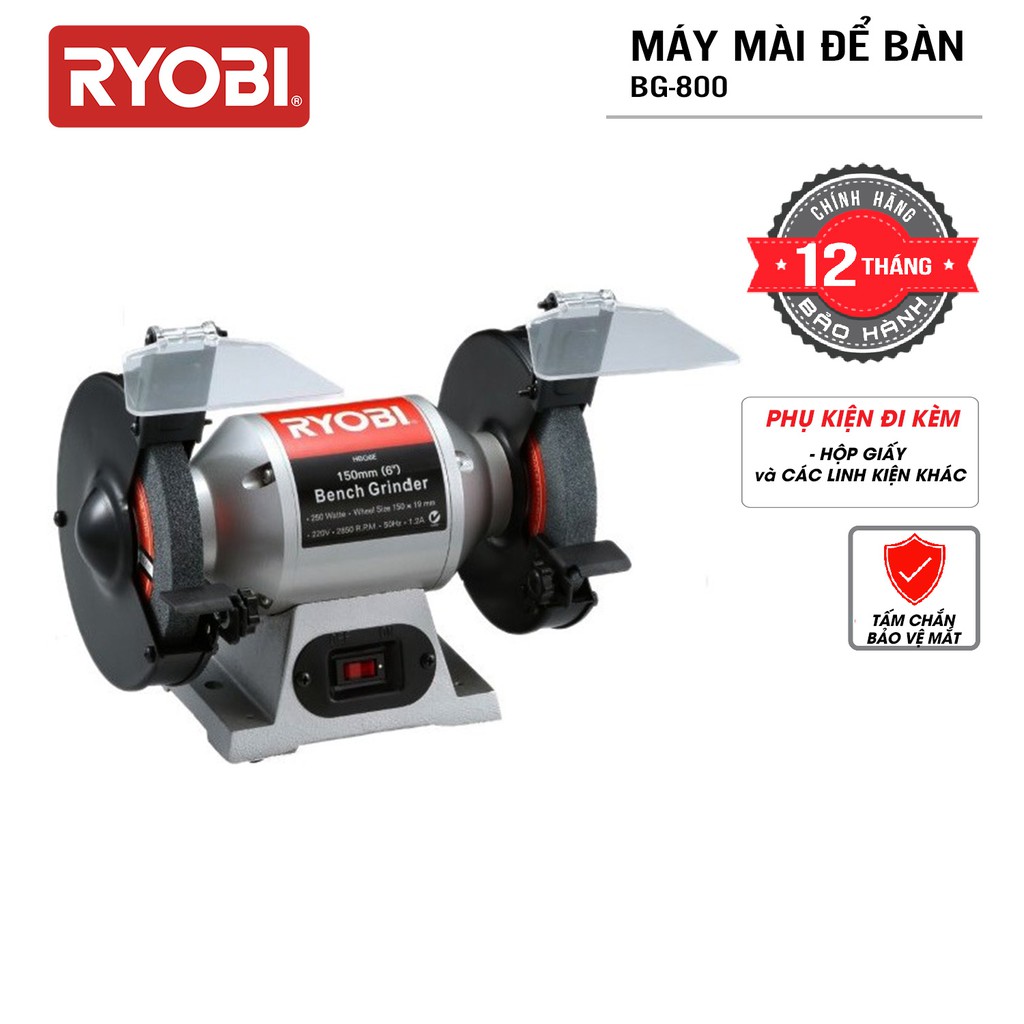 Máy mài 2 đầu đá để bàn 375W RYOBI (KYOCERA) - BG-800