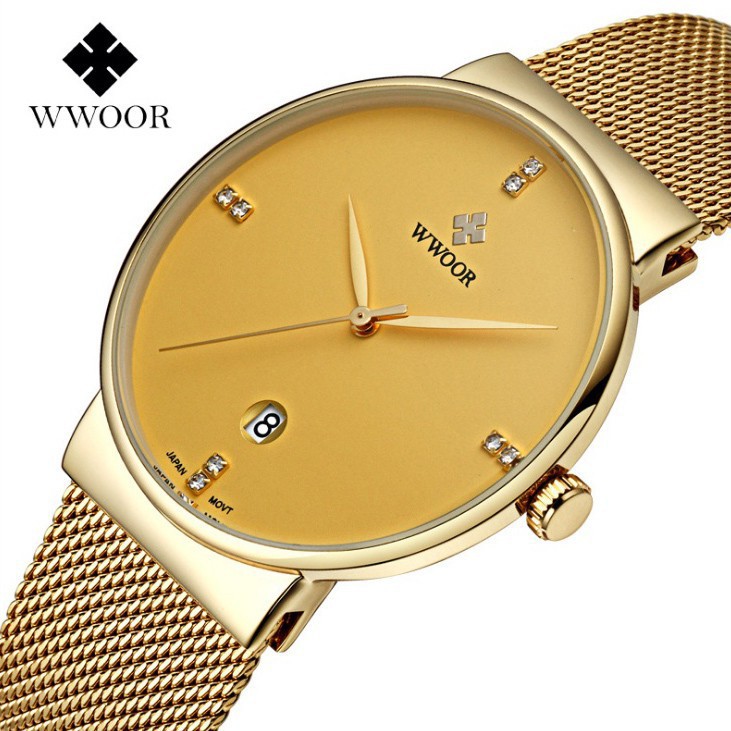 MT Đồng hồ nam WWOOR 8018 dây lưới máy mỏng Fullbox hàng hiệu 6 #8