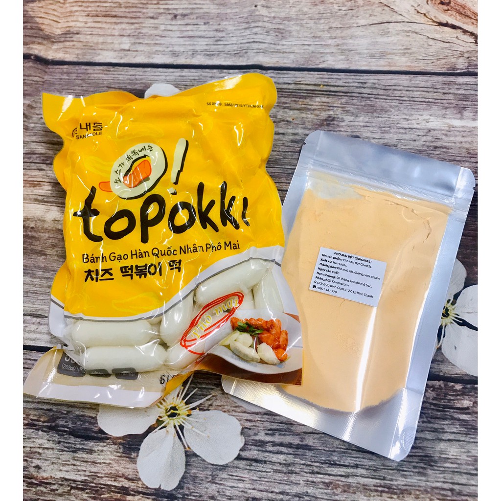 Bánh gạo tokbokki nhân phô mai 500G kèm bột phô mai 50g