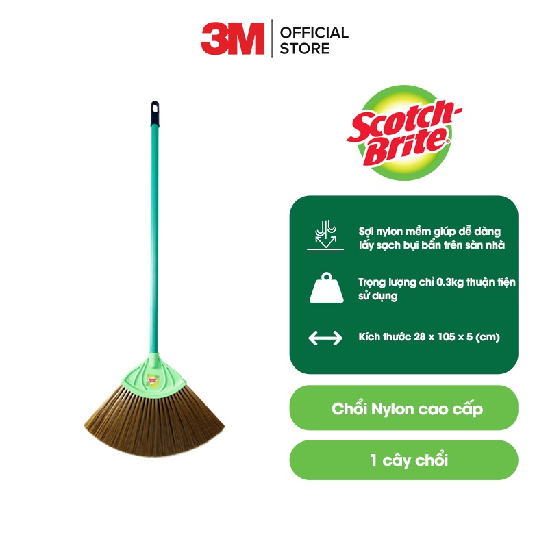 Chổi quét nhà Scotch Brite 3M đa năng, cao cấp với sợi nylon siêu bền, không cong vênh