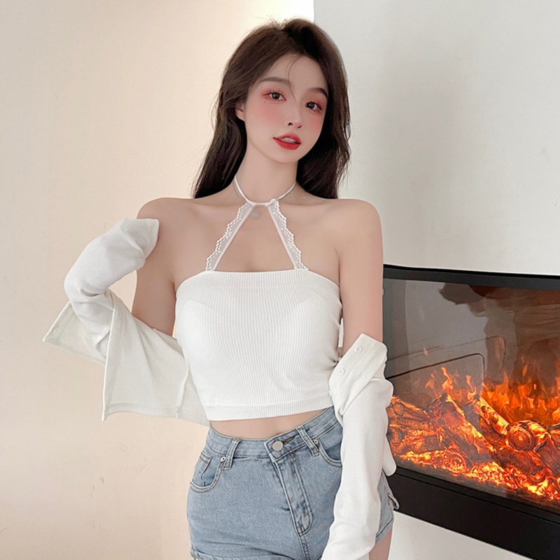 Áo Crop Top Hai Dây Màu Sắc Trơn Gợi Cảm Cho Nữ