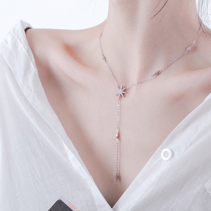Dây chuyền Bạc ý 925 ngôi sao treo dài vòng cổ nữ