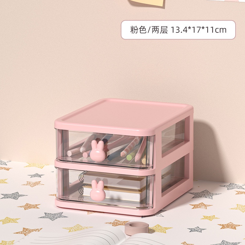 Hộp đựng để phụ kiện để bàn mini có ngăn kéo tai thỏ, kệ tủ để bàn đựng để bút mini BG53