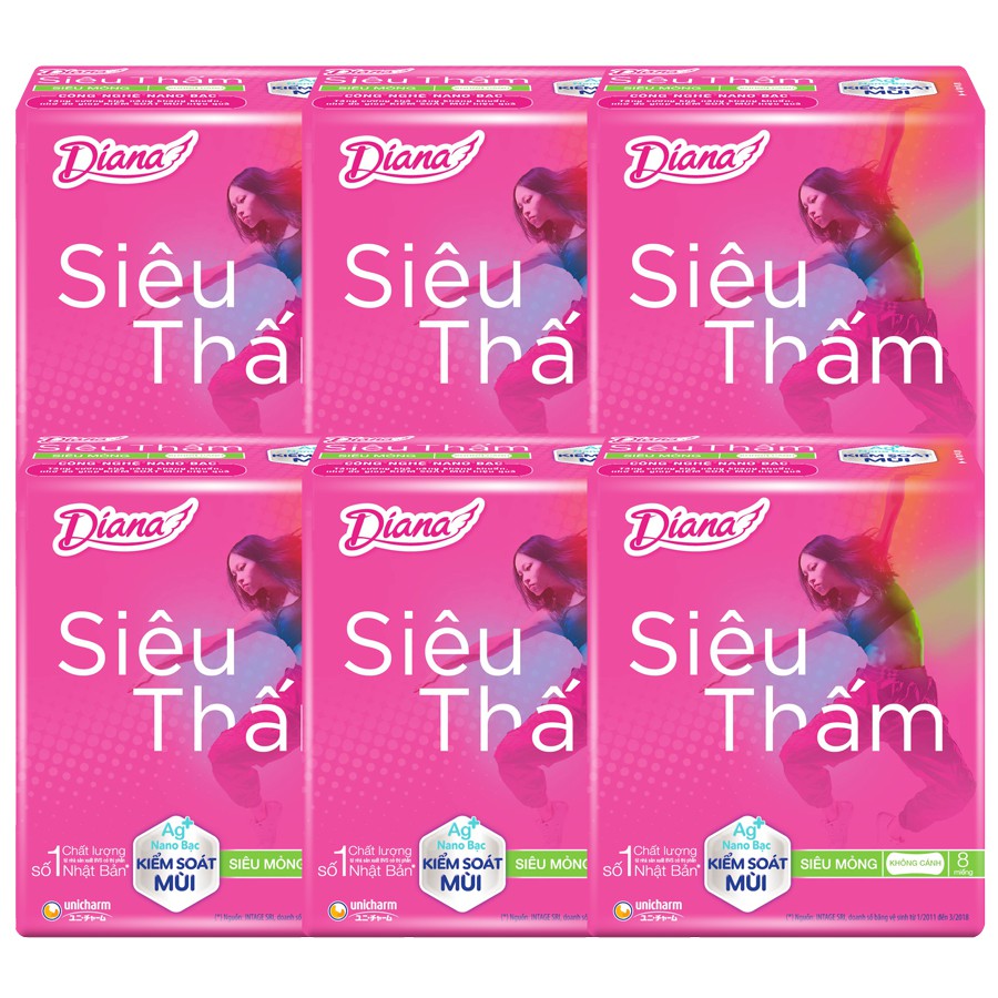 Băng vệ sinh phụ nữ Diana siêu thấm siêu mỏng không cánh chống tràn gói 8 miếng LIBECKA BVS01