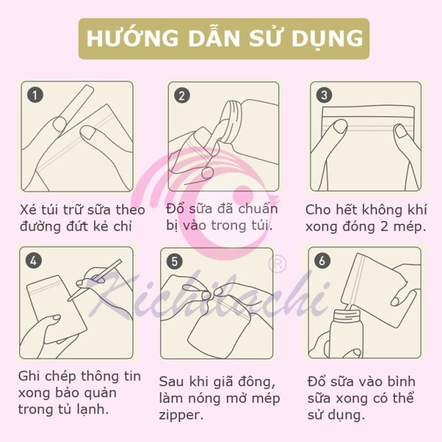 5 Túi / Hộp 32 túi trữ sữa Mẹ 120ml Hình Ong Kichilachi Kichi K32V (Công Nghệ Nhật)