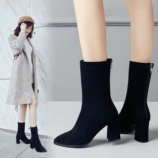 Giày Bốt Nữ Da Lộn 7P
