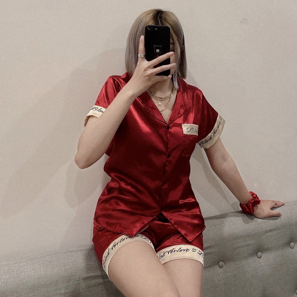 Bộ Ngủ Lụa Cộc Tay - Bộ Pijama Lụa Cao Cấp [FREESHIP] Hàng Thiết Kế, Chất Lụa Mịn Màng, Form Rộng Thoải Mái,Thoáng Khí | BigBuy360 - bigbuy360.vn