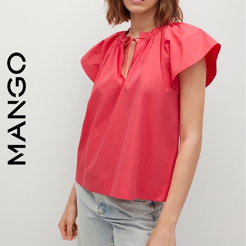 Áo Sơ Mi Kiểu Cổ Nhún Bèo Mango