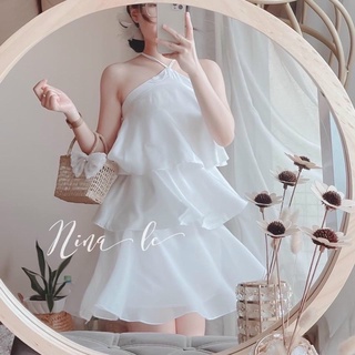 VÁY TẦNG HỞ LƯNG CỔ YẾM
