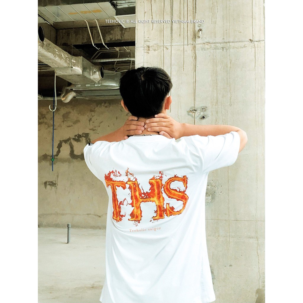 Áo Thun Unisex TeeHolic In Hình Logo THS Lửa - Màu đen, trắng, xanh dương