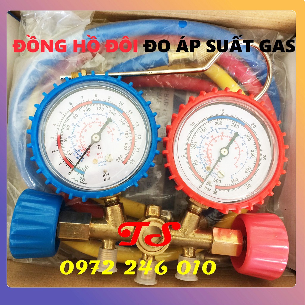 Đồng hồ đôi đo áp suất gas máy lạnh [RẺ VÔ ĐỊCH] - đồng hồ nạp gas đôi