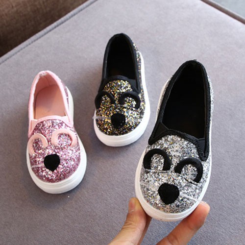 Giày Bé Gái SlipOns Hình Mèo Cute Có Đính Đá Lóng Lánh CG25