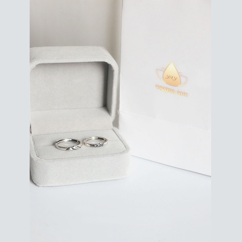 Nhẫn đôi Nam nữ Thề non hẹn biển Núi biển Màu bạc Nhẫn cặp đôi Bạc Thái Làm như cũ Quà ngày lễ tình nhân NH-093