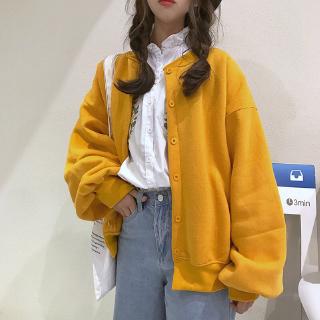 Áo Khoác Cardigan Bóng Chày Dáng Rộng Tay Phồng Thời Trang