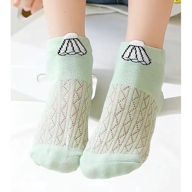 Vớ Cotton Mỏng Phối Lưới Hình Gấu Thời Trang Xuân Thu Cho Bé