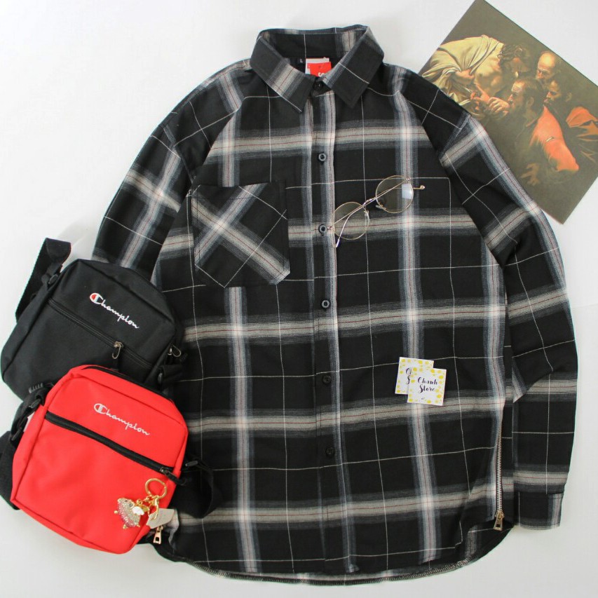 Áo sơ mi Flannel Zip sườn | BigBuy360 - bigbuy360.vn