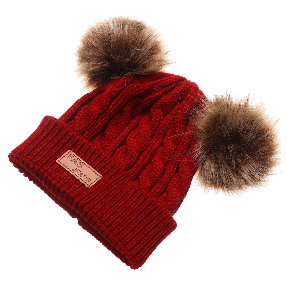 Eutus Mũ Beanie Phối Lông Hai Lớp Ấm Áp Thời Trang Mùa Đông Dành Cho Bé