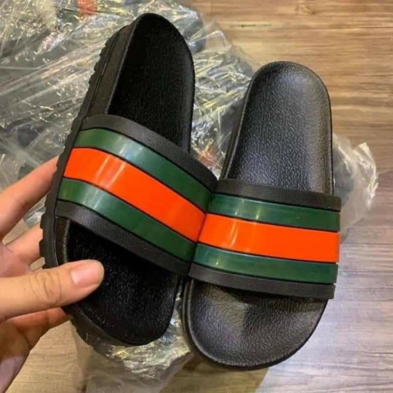 dép Lê Bảo Bình 3 sọc xanh đỏ