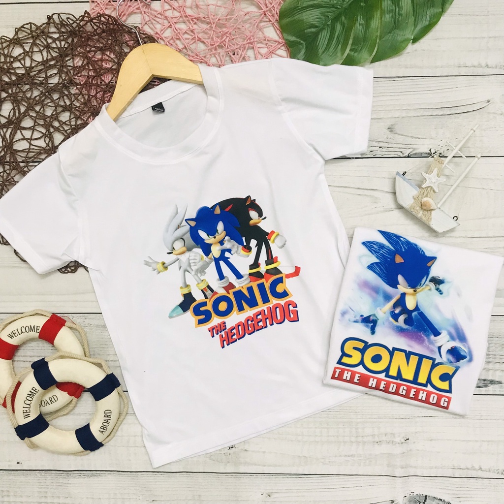 Áo thun in hình Sonic trai gái dễ thương từ 10kg - 70kg
