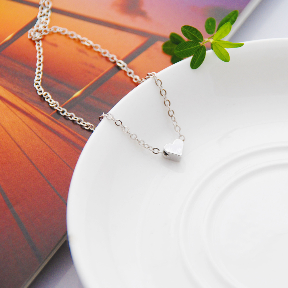 vòng cổ Mắt Xích Mặt Hình Trái Tim Mini Cho Nữ