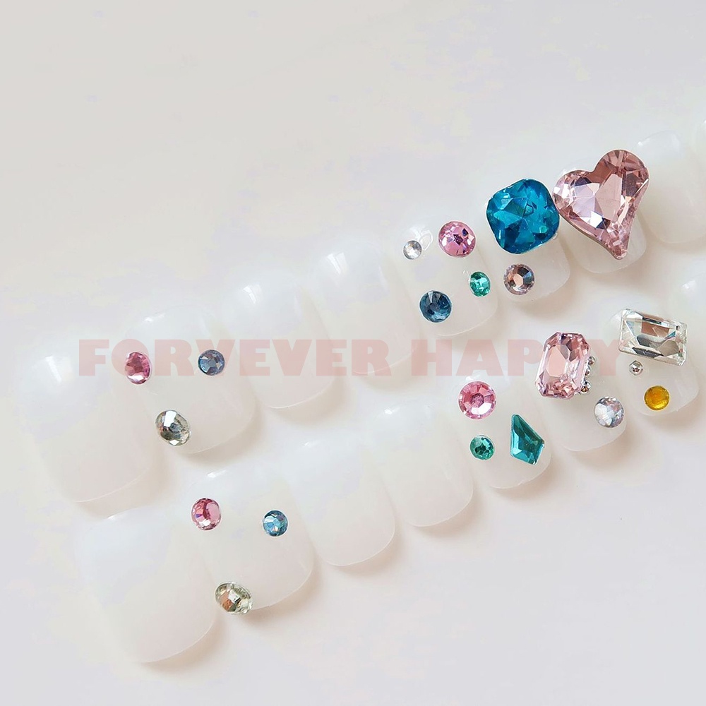 Set 24 Móng Tay Giả 3D Đính Đá Nhân Tạo Thời Trang Dành Cho Nữ