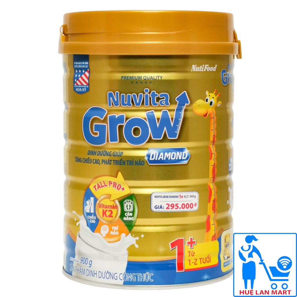 [CHÍNH HÃNG] Sữa Bột NutiFood Nuvita Grow Diamond 1+ Hộp 900g (Dinh dưỡng giúp TĂNG CHIỀU CAO, PHÁT TRIỂN TRÍ NÃO)