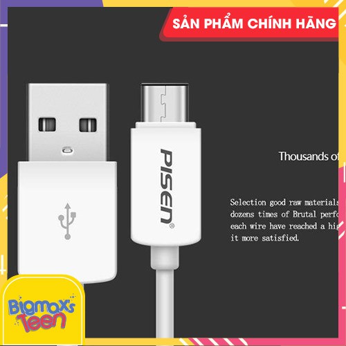 FREESHIP 💖 HÀNG CHÍNH HÃNG 💖 CÁP SẠC PISEN USB - TYPE C (2A) 1000MM MÀU TRẮNG SẠC NHANH