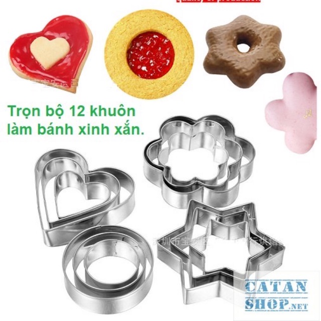 Bộ Khuôn nhấn bánh quy, cookie 12 chiếc (cutter cookies)