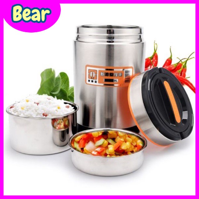 CaMen Hộp Đựng Cơm Inox 304 3 ngăn 2 Lớp Chống Tràn, Giữ Nhiệt Trên 6H