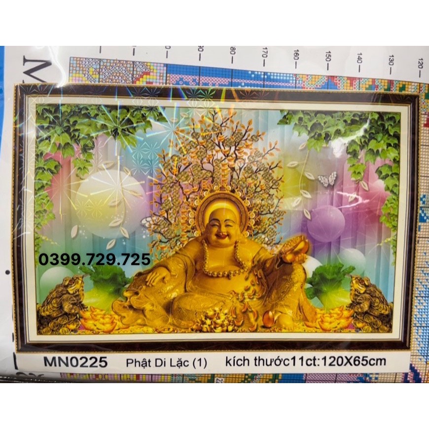 Tranh thêu chữ thập phật di lặc MN0225 (120x65)-chưa thành phẩm