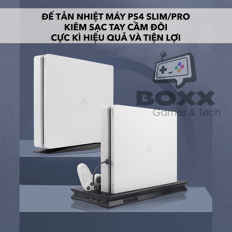 Đế tản nhiệt cho máy PS4 Slim/Pro kèm dock sạc tay cầm, đế đứng làm mát cho máy PS4 | WebRaoVat - webraovat.net.vn