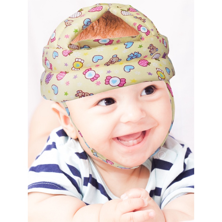 Mũ bảo vệ đầu thoáng khí chống va chạm có thể điều chỉnh cho bé tập đi
