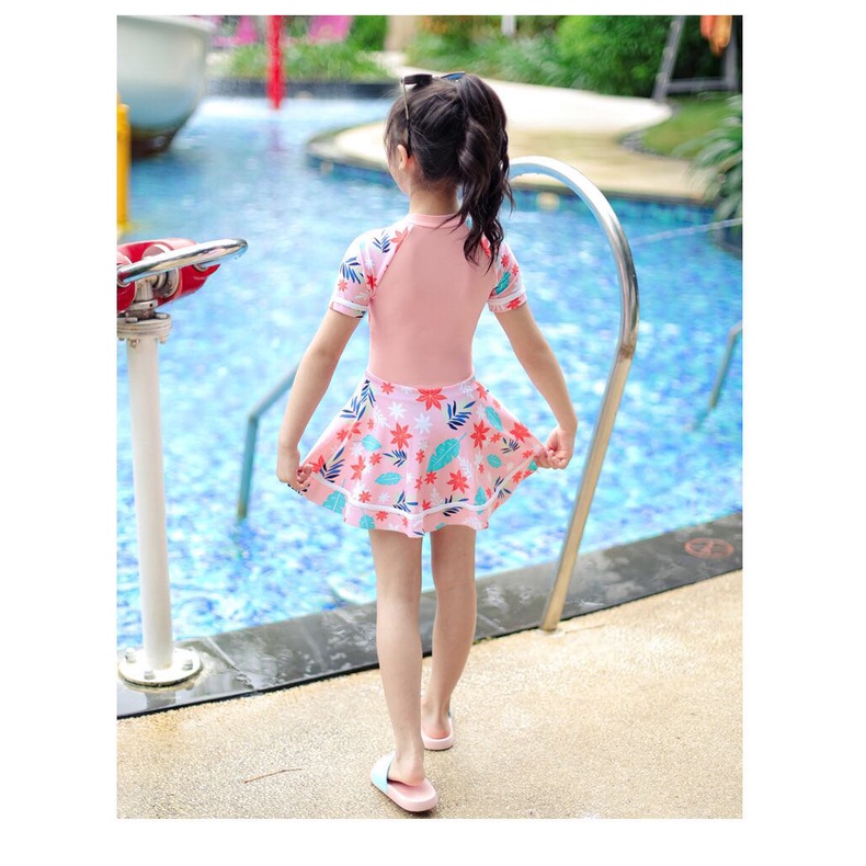 Bikini đồ bơi liền váy cao cấp họa tiết hoa lá hàng quảng châu