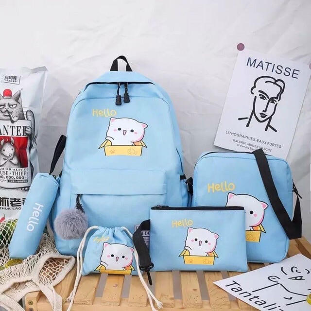 Balo Bộ 4 Món Chú Mèo Hello