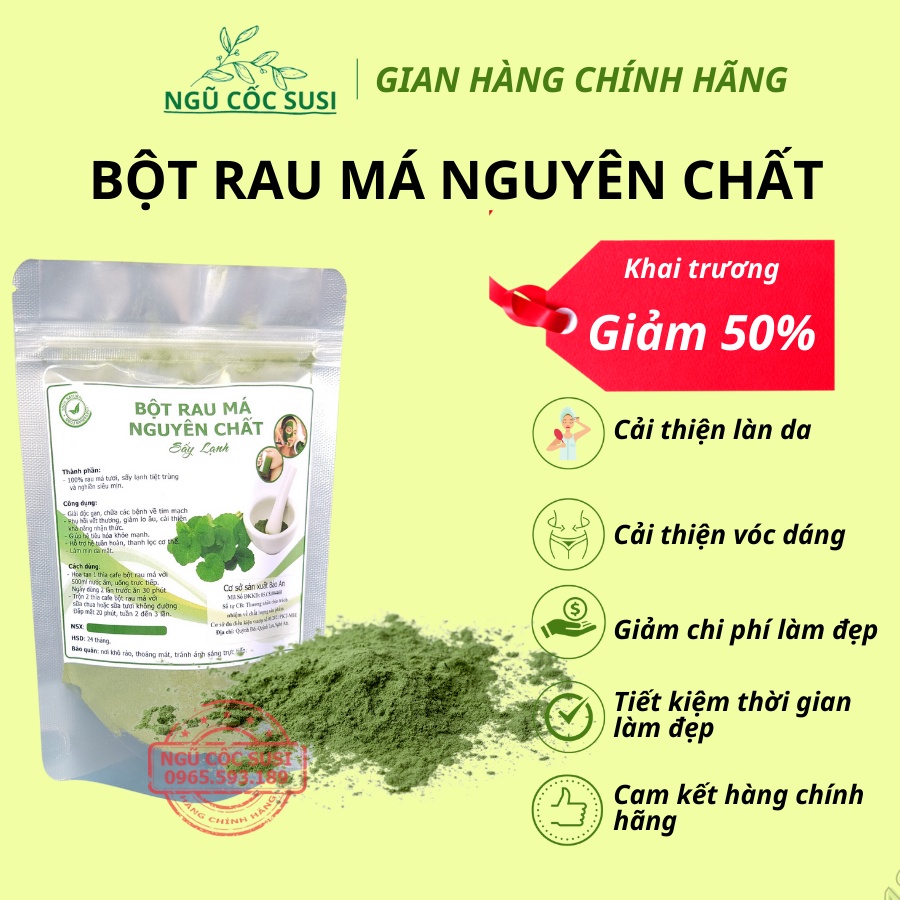 Bột Rau Má Chính hãng ❤️𝑭𝒓𝒆𝒆𝒔𝒉𝒊𝒑❤️ Bột Rau Má xấy lạnh tự nhiên loại 100g