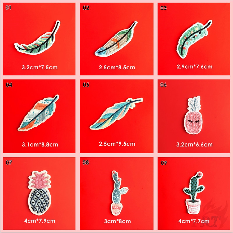 1 Miếng Dán Ủi Quần Áo Hình Quả Dứa / Lông Vũ / Cây Xương Rồng