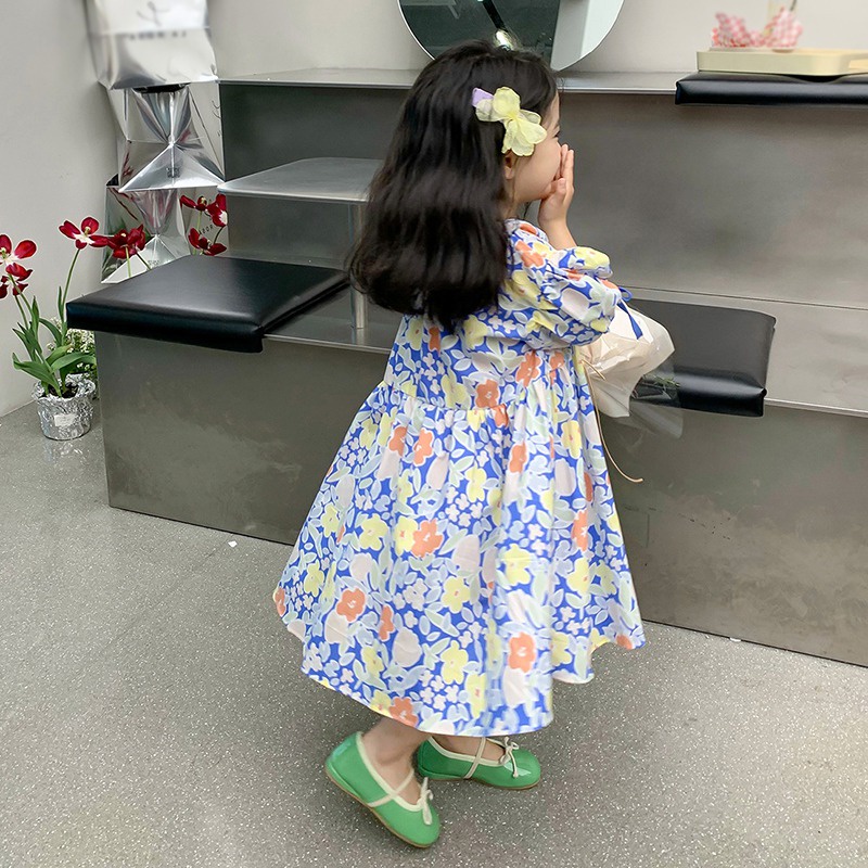 Đầm Bé Gái Đầm Công Chúa Mùa Hè Tay Cộc In Họa Tiết Hoa Phong Cách Hàn Quốc Cho Bé Gái Se7E