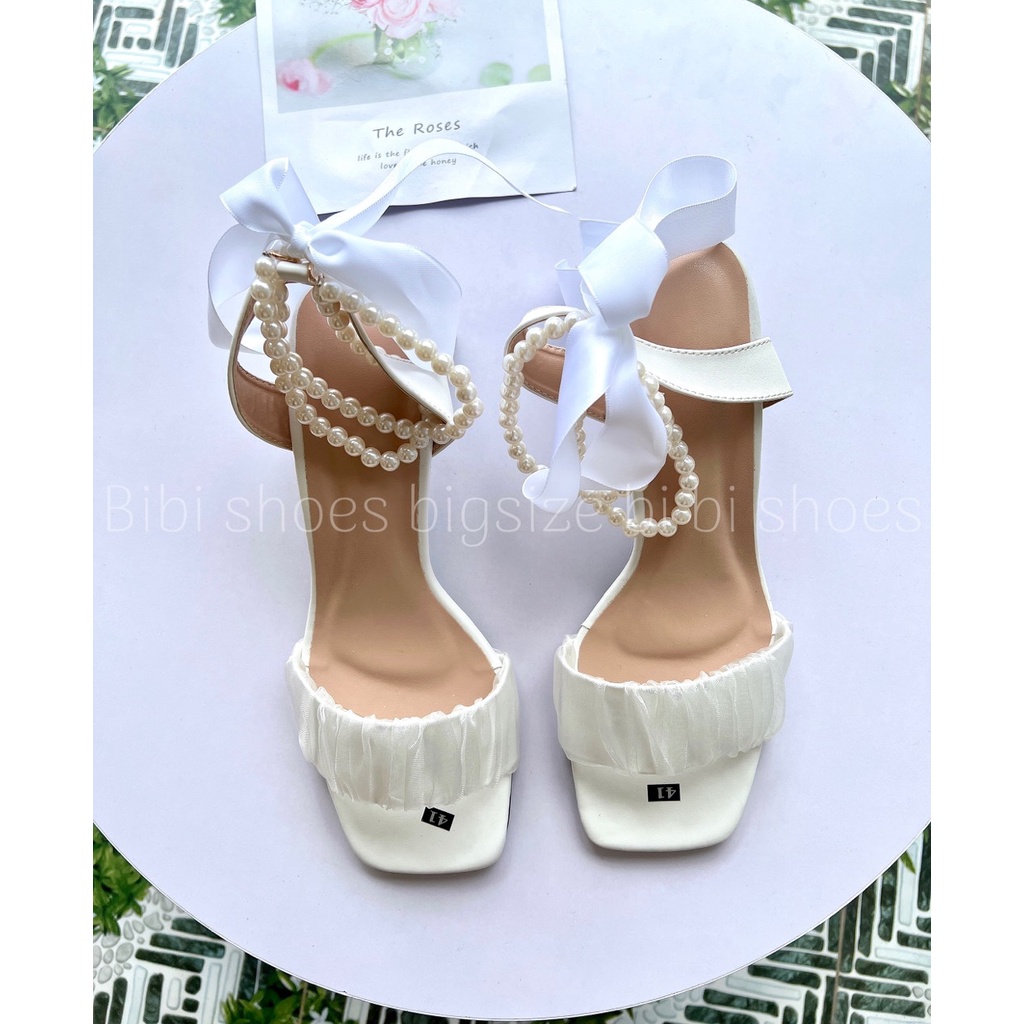 Giày công chúa bigsize quai cườm gót trong tam giác 40-44