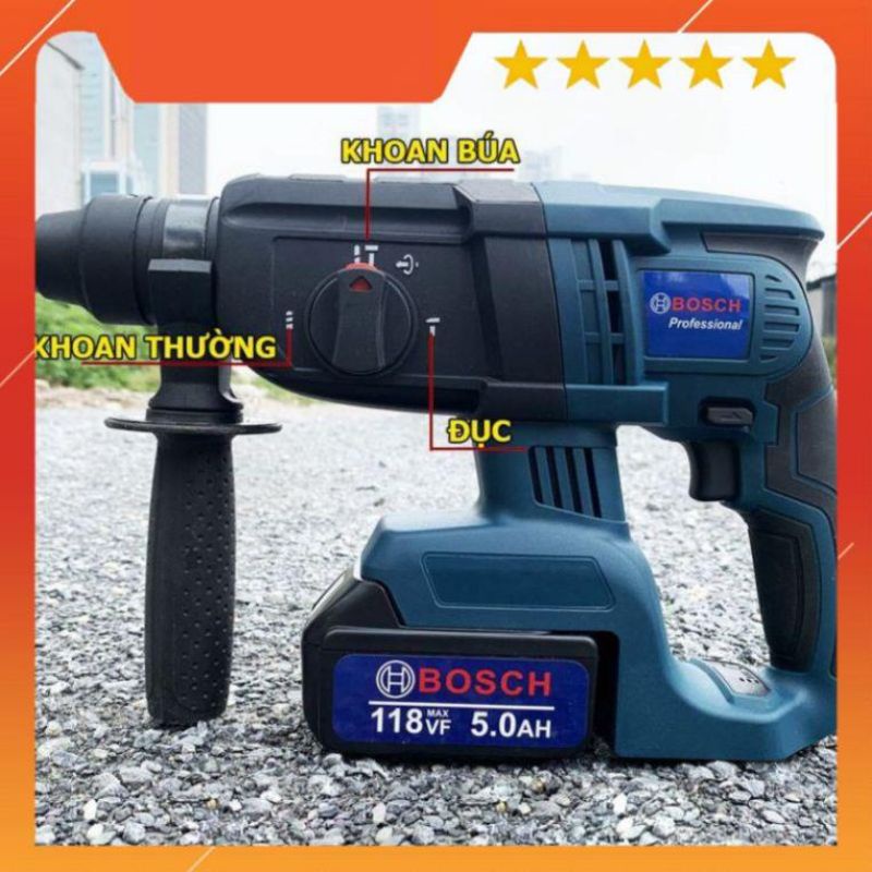 náy khoan,đục bê tông chạy pin BOSS 118V ,3 chức năng 2 pin chuẩn 10 sell mô tơ 100% đồng