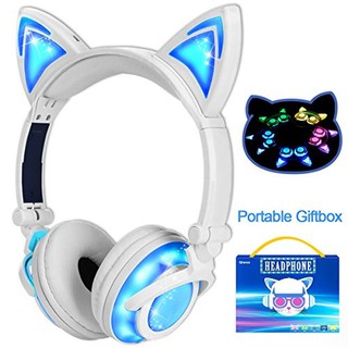 Tai Nghe Headphone Mèo Phiên Bản Mới Full Đèn LED Tai Fone - Dùng Pin Sạc