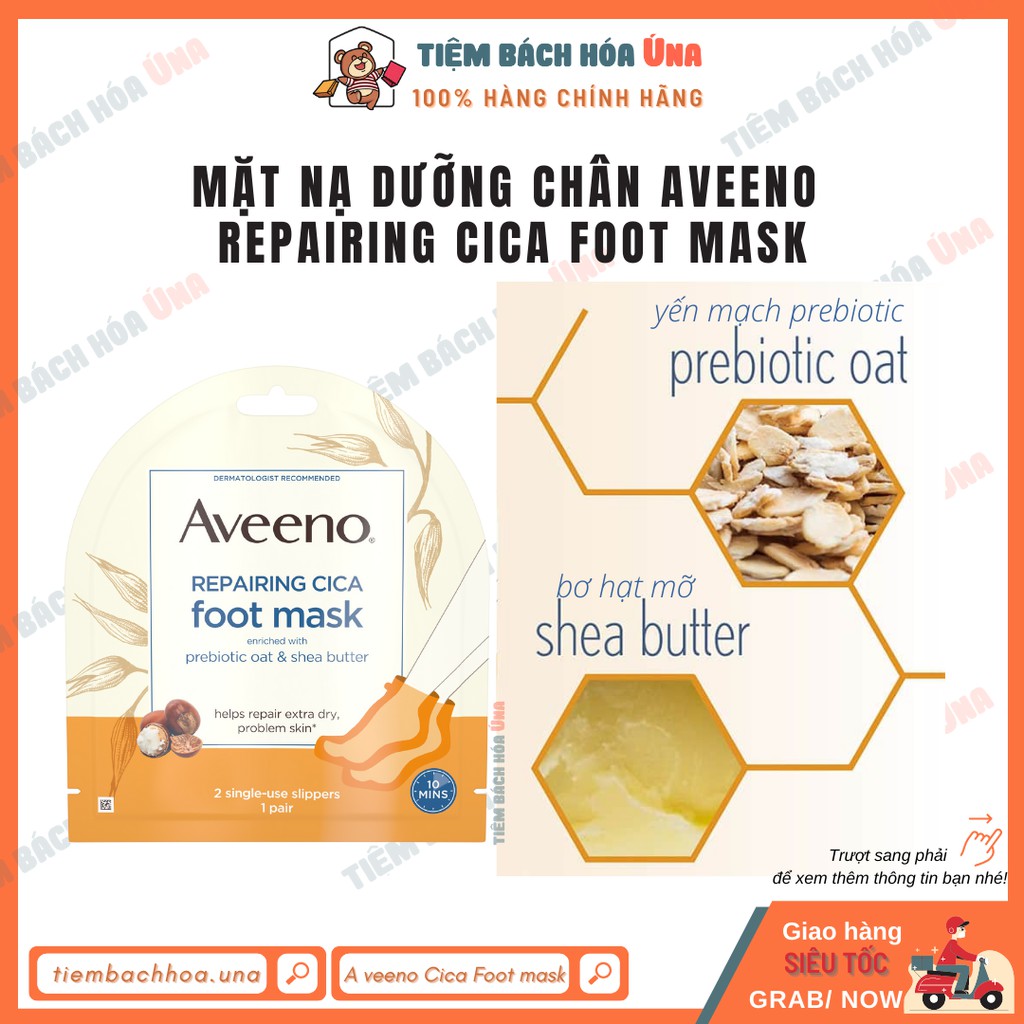 Mặt nạ dưỡng chân AVEENO Repairing Cica Foot mask cấp ẩm và làm mềm da chân chỉ sau 10 phút