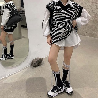Áo gile len nữ ngựa vằn ảnh thật